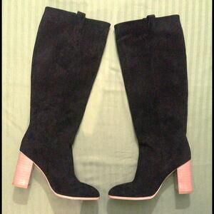 Stylish Black Suede Knee-High Boots